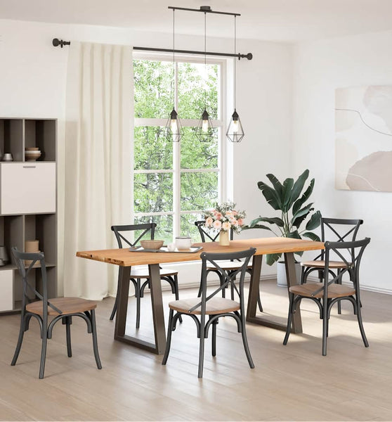 Esstisch mit Baumkanten 220x80x74 cm Massivholz Eiche