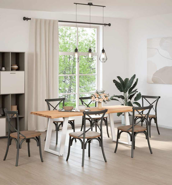 Esstisch mit Baumkanten 220x80x74 cm Massivholz Eiche