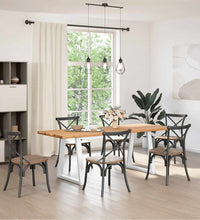 Esstisch mit Baumkanten 220x80x74 cm Massivholz Eiche