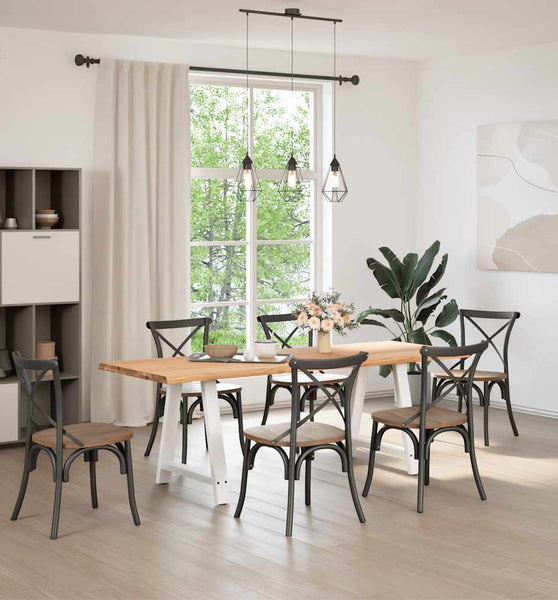 Esstisch mit Baumkanten 220x80x74 cm Massivholz Eiche