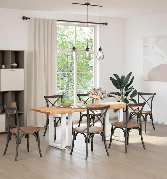 Esstisch mit Baumkanten 220x80x74 cm Massivholz Eiche