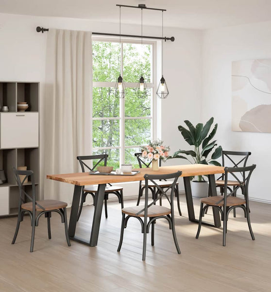 Esstisch Hellbraun 240x80x74 cm Massivholz Eiche Rechteckig