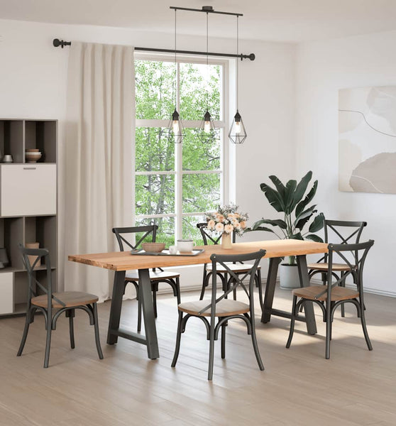 Esstisch Hellbraun 240x80x74 cm Massivholz Eiche Rechteckig