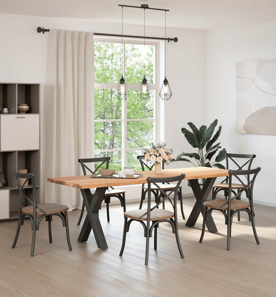 Esstisch Hellbraun 240x80x74 cm Massivholz Eiche Rechteckig