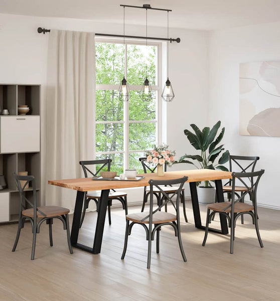 Esstisch Hellbraun 240x80x74 cm Massivholz Eiche Rechteckig