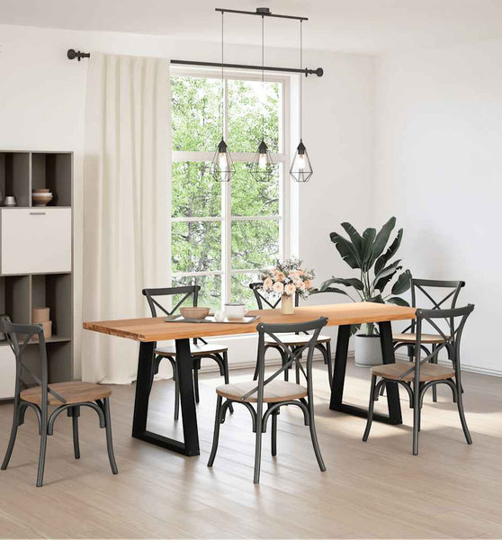 Esstisch Hellbraun 240x80x74 cm Massivholz Eiche Rechteckig