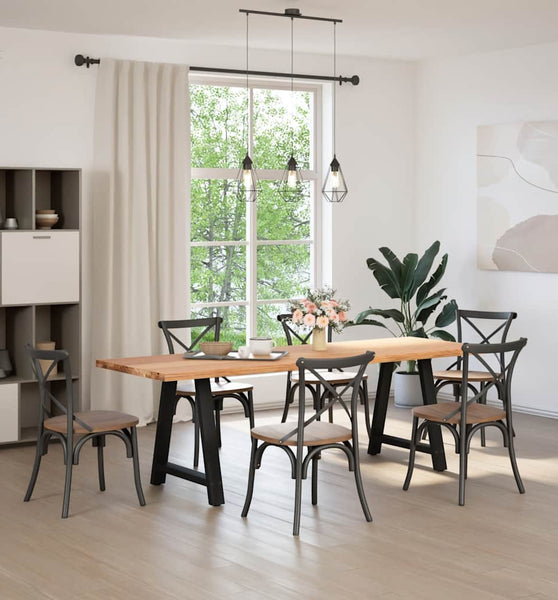 Esstisch Hellbraun 240x80x74 cm Massivholz Eiche Rechteckig