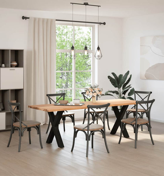 Esstisch Hellbraun 240x80x74 cm Massivholz Eiche Rechteckig