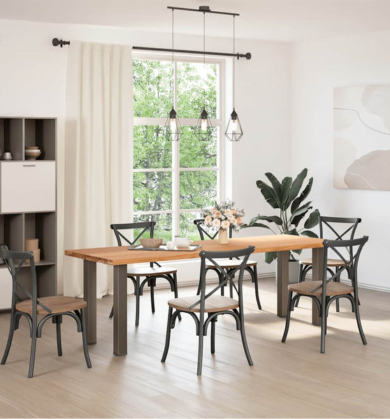 Esstisch Hellbraun 240x80x74 cm Massivholz Eiche Rechteckig