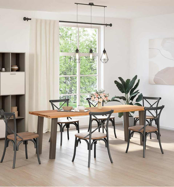 Esstisch Hellbraun 240x80x74 cm Massivholz Eiche Rechteckig