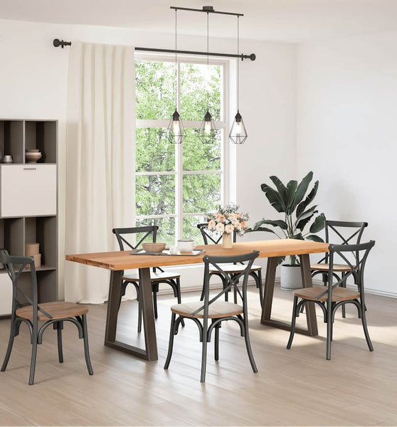 Esstisch Hellbraun 240x80x74 cm Massivholz Eiche Rechteckig