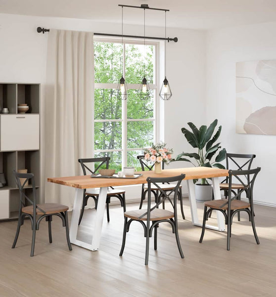 Esstisch Hellbraun 240x80x74 cm Massivholz Eiche Rechteckig