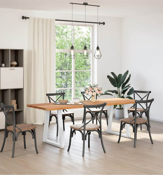 Esstisch Hellbraun 240x80x74 cm Massivholz Eiche Rechteckig