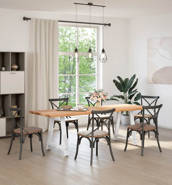 Esstisch Hellbraun 240x80x74 cm Massivholz Eiche Rechteckig