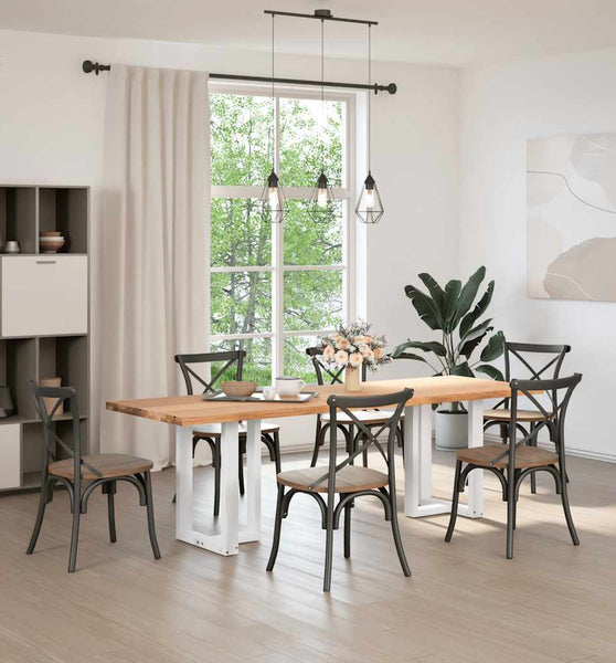 Esstisch Hellbraun 240x80x74 cm Massivholz Eiche Rechteckig