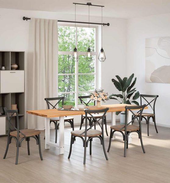 Esstisch Hellbraun 240x80x74 cm Massivholz Eiche Rechteckig