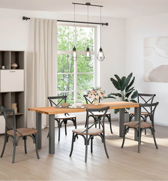 Esstisch mit Baumkanten 240x80x74cm Massivholz Eiche Rechteckig