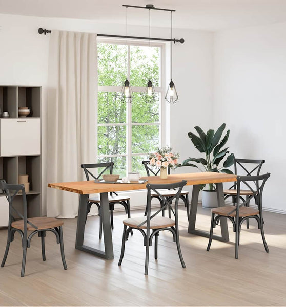 Esstisch mit Baumkanten 240x80x74 cm Massivholz Eiche