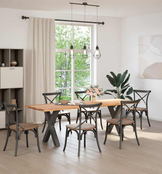 Esstisch mit Baumkanten 240x80x74cm Massivholz Eiche Rechteckig