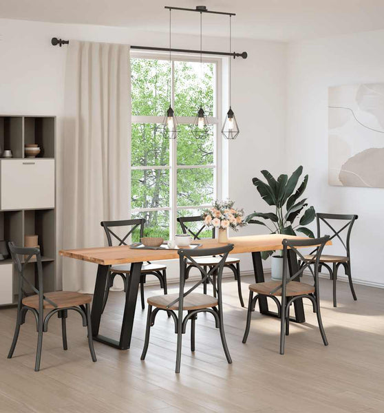 Esstisch mit Baumkanten 240x80x74cm Massivholz Eiche Rechteckig