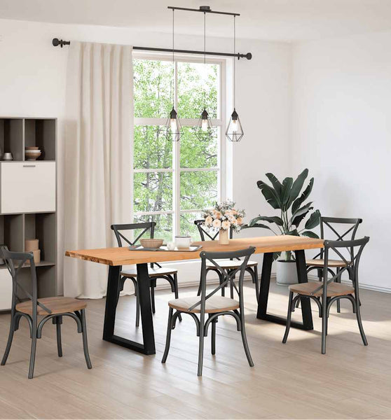 Esstisch mit Baumkanten 240x80x74 cm Massivholz Eiche