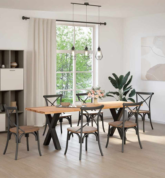 Esstisch mit Baumkanten 240x80x74cm Massivholz Eiche Rechteckig