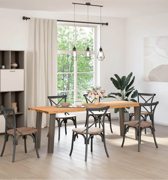 Esstisch mit Baumkanten 240x80x74cm Massivholz Eiche Rechteckig