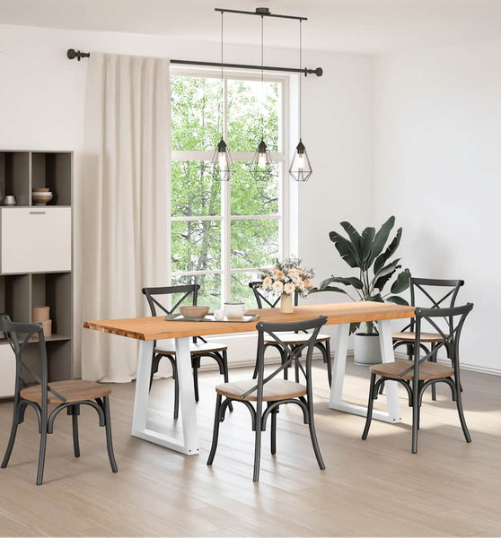 Esstisch mit Baumkanten 240x80x74 cm Massivholz Eiche