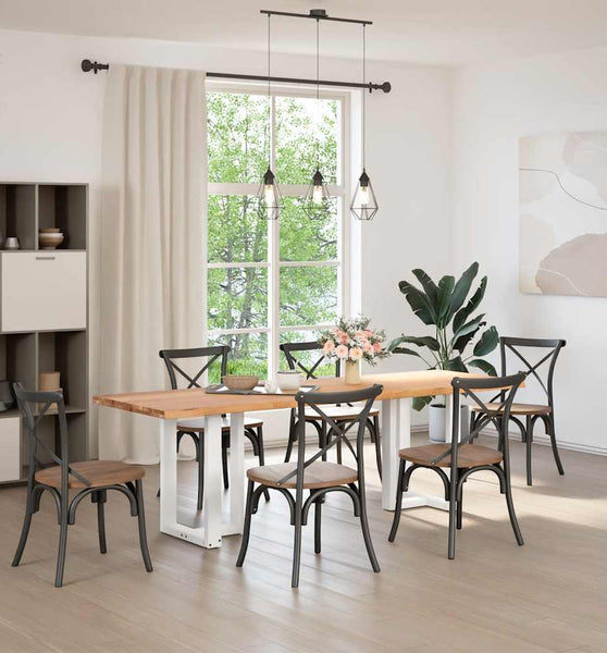 Esstisch mit Baumkanten 240x80x74cm Massivholz Eiche Rechteckig