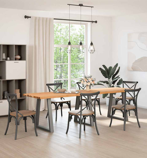 Esstisch mit Baumkanten 280x80x74 cm Massivholz Eiche