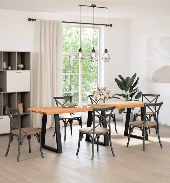 Esstisch mit Baumkanten 280x80x74 cm Massivholz Eiche