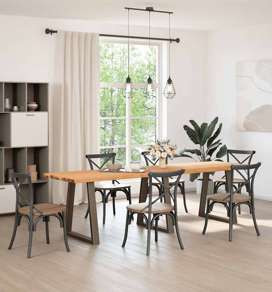 Esstisch mit Baumkanten 280x80x74 cm Massivholz Eiche