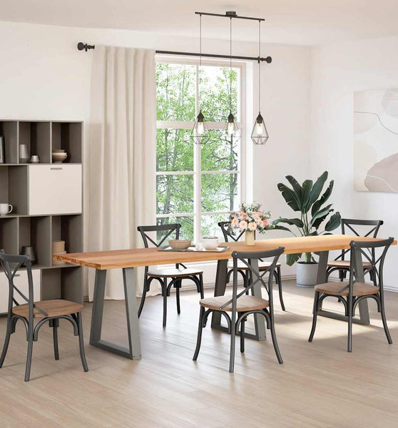 Esstisch Hellbraun 320x80x74 cm Massivholz Eiche Rechteckig