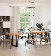 Esstisch Hellbraun 320x80x74 cm Massivholz Eiche Rechteckig