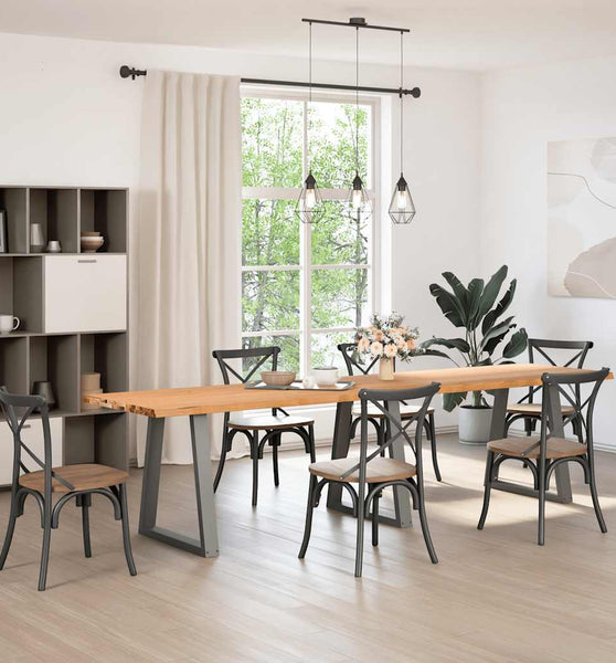 Esstisch mit Baumkanten 320x80x74 cm Massivholz Eiche