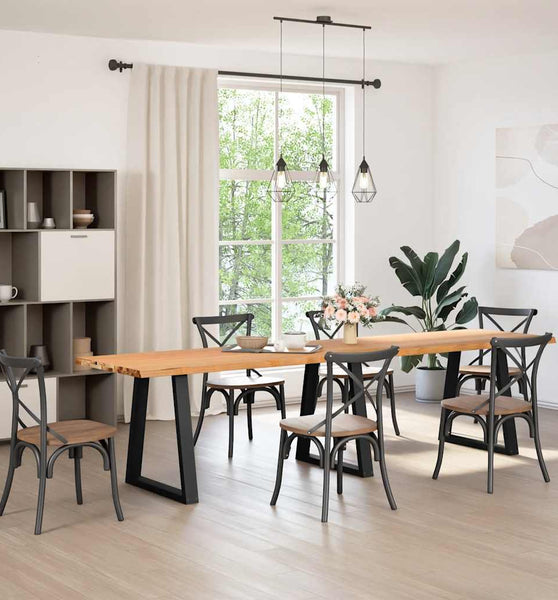 Esstisch mit Baumkanten 320x80x74 cm Massivholz Eiche