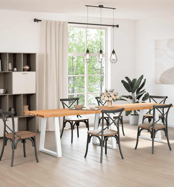 Esstisch mit Baumkanten 320x80x74 cm Massivholz Eiche