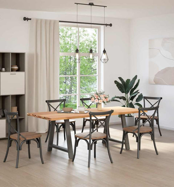 Esstisch Hellbraun 220x90x74 cm Massivholz Eiche Rechteckig