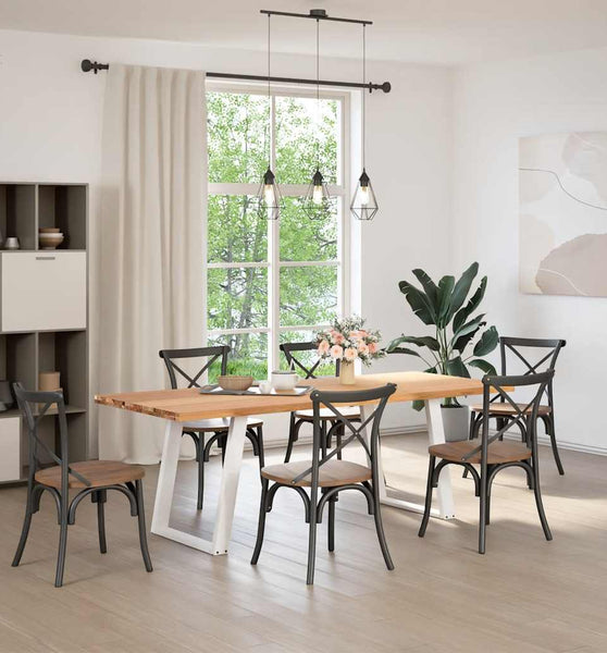 Esstisch Hellbraun 220x90x74 cm Massivholz Eiche Rechteckig