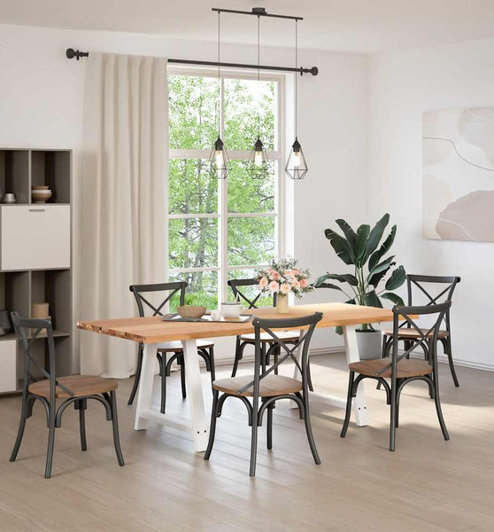 Esstisch Hellbraun 220x90x74 cm Massivholz Eiche Rechteckig