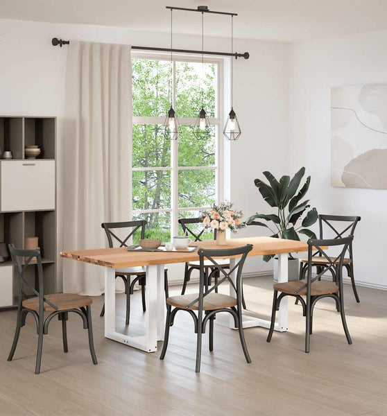 Esstisch Hellbraun 220x90x74 cm Massivholz Eiche Rechteckig