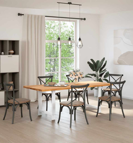 Esstisch Hellbraun 220x90x74 cm Massivholz Eiche Rechteckig