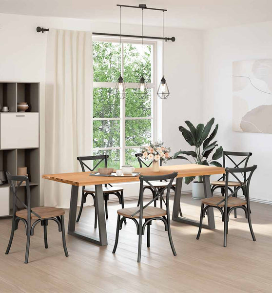 Esstisch Hellbraun 240x90x74 cm Massivholz Eiche Rechteckig