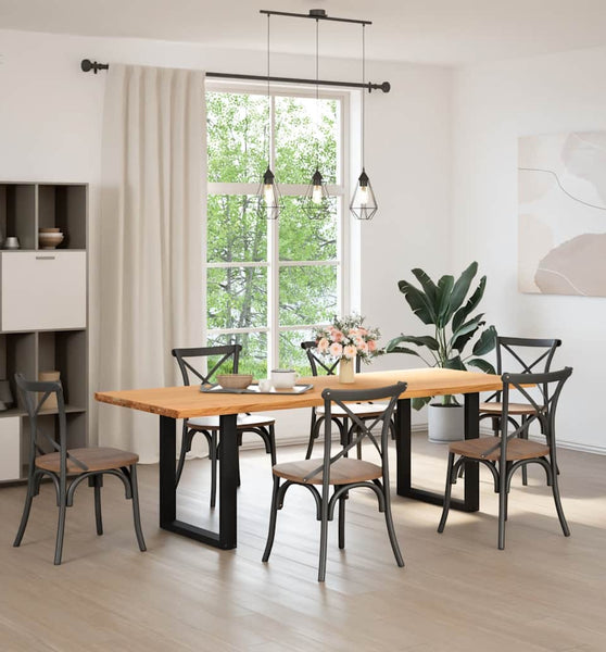 Esstisch Hellbraun 240x90x74 cm Massivholz Eiche Rechteckig