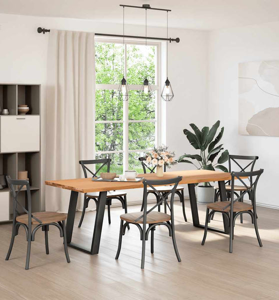 Esstisch Hellbraun 240x90x74 cm Massivholz Eiche Rechteckig