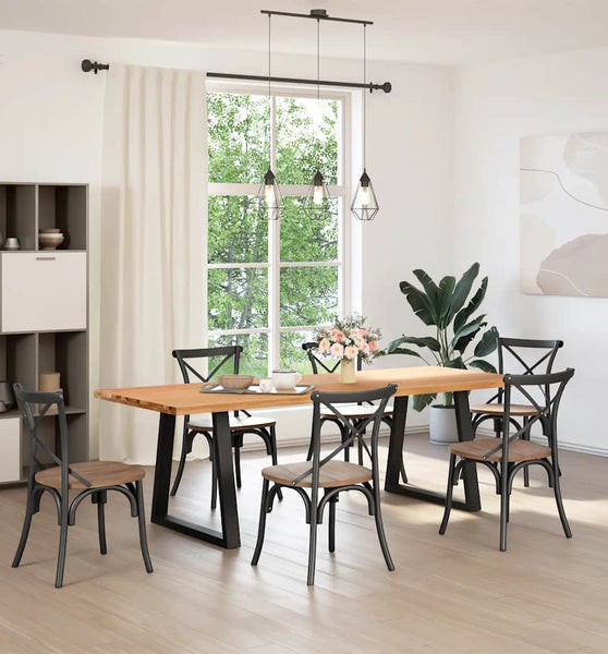 Esstisch Hellbraun 240x90x74 cm Massivholz Eiche Rechteckig