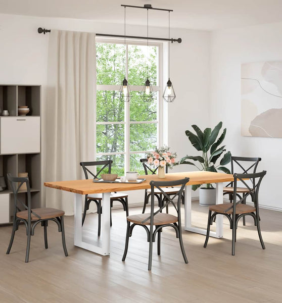 Esstisch Hellbraun 240x90x74 cm Massivholz Eiche Rechteckig