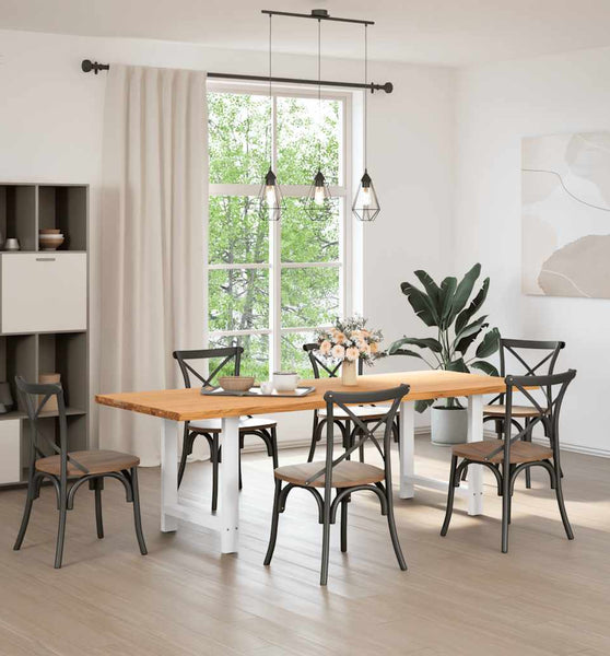 Esstisch Hellbraun 240x90x74 cm Massivholz Eiche Rechteckig