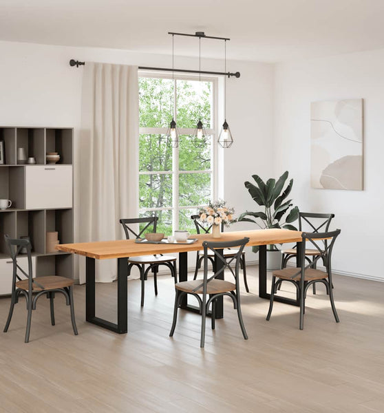 Esstisch Hellbraun 280x90x74 cm Massivholz Eiche Rechteckig