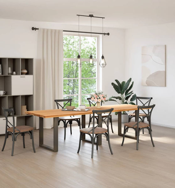 Esstisch Hellbraun 280x90x74 cm Massivholz Eiche Rechteckig